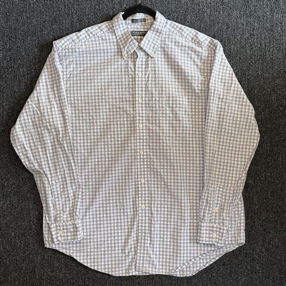 Lyle & Scott Shirt Men’s Sz XXL Plaid‎ Button Down 80s 2-Ply Cotton Long Sleeve